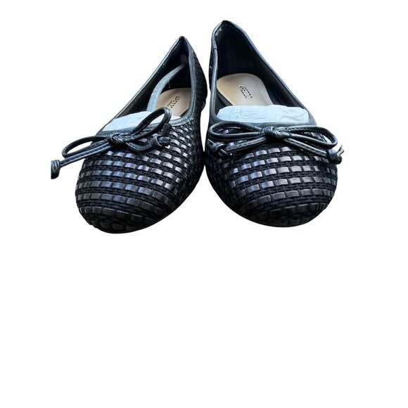 Arezzo Womens Black Woven Ballet Flats Size 6.5 With Bow & Rubber Sole NIB - Picture 7 of 9